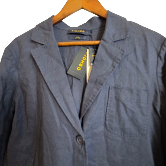 New Piombo Linen Blend Large Blue Blazer Jacket - Picture 3 of 12